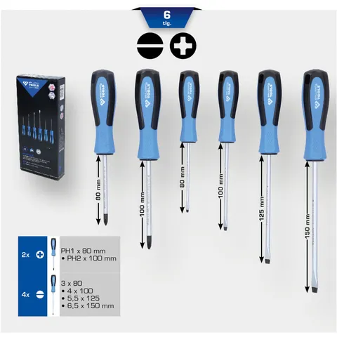 Brilliant Tools Sleufschroevendraaierset, PH | 6 stuks – afbeelding 1