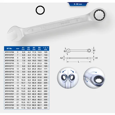 BRILLIANT TOOLS ratelringsteeksleutel 17 mm - BT013717 – afbeelding 1