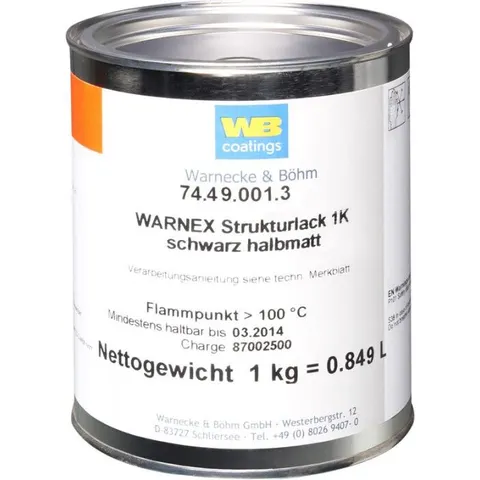 Warnex Structure Paint Black 1Kg Negro Mate – imagen 1