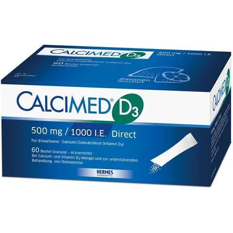 Calcimed D3 500 mg / 1000 I.E. Direct – Bild 1