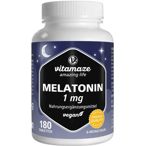 Melatonin 1 Mg Hochdosiert Vegan Tabletten – Bild 1
