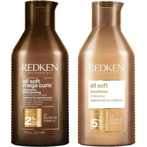 Redken All Soft Mega Curl Shampoo 300ml & All Soft Conditioner 300ml – image 1