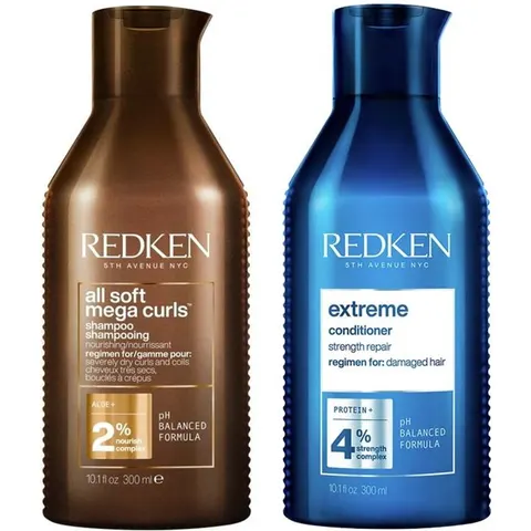 Redken All Soft Mega Curl Shampoo 300ml & Extreme Conditioner 300ml – image 1