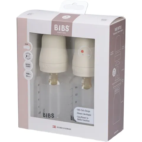 BIBS Medium Flow Baby Bottle Latex 2 Pack - Clear - 150ml – image 1