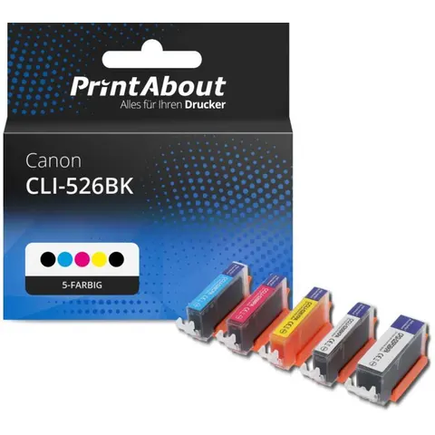 PrintAbout Cartouche compatible Canon CLI-526BK - 5 couleurs - Multipack 5 couleurs – image 1