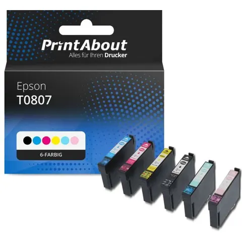 PrintAbout Druckerpatrone kompatibel mit Epson T0807 - 6-farbig - Multipack – Bild 1
