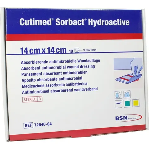 Cutimed Sorbact Hydroactive Kompressen 14x14 cm – Bild 1