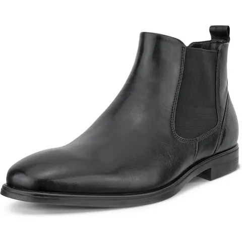 Chelseaboots ECCO "ECCO MELBOURNE", Herren, Gr. 39, Textil, schwarz, Leder, Basic, Schuhe Chelseaboots, Stiefelette, Business-Boots mit Stretcheinsätze schwarz – Bild 1