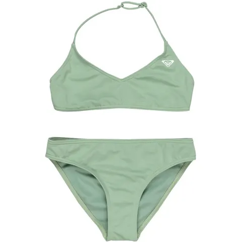 Bustier-Bikini ROXY "Solid Active", Mädchen, Gr. 8(125-130cm), grün, Recycling-Polyester, Bikini-Sets Bustier-Bikini grün 8(125-130cm) – Bild 1