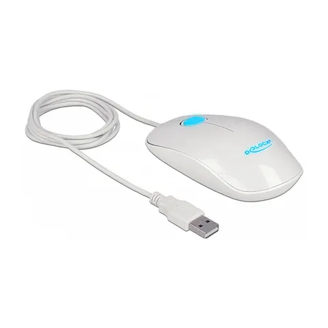 DELOCK 12537 - Wired Mouse, USB, white – image 1