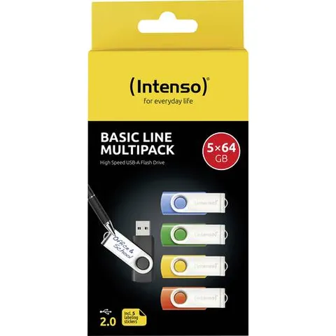 (Intenso) Basic Line USB stick - 64GB - USB 2.0 - Multipack 5 x 64GB (3503595) – afbeelding 1