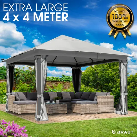 Brast Alu Pavillon INFINITY 4x4m hellgrau – Bild 1