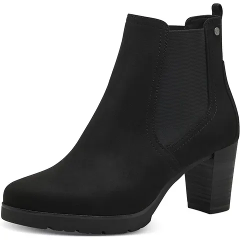 Stiefelette TAMARIS, Damen, Gr. 36, Synthetik Textil, schwarz, Elastischer Einsatz, Textil, Veloursleder, unifarben, Schuhe Stiefelette, mit Stretcheinsatz schw – Bild 1