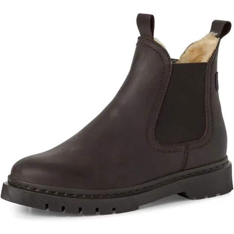 Winterboots TAMARIS, Damen, Gr. 38, Warmfutter, braun (dunkelbraun), Elastischer Einsatz, Leder, unifarben, Schuhe Winterboots, Blockabsatz, Chelseaboots, Schlu – Bild 1
