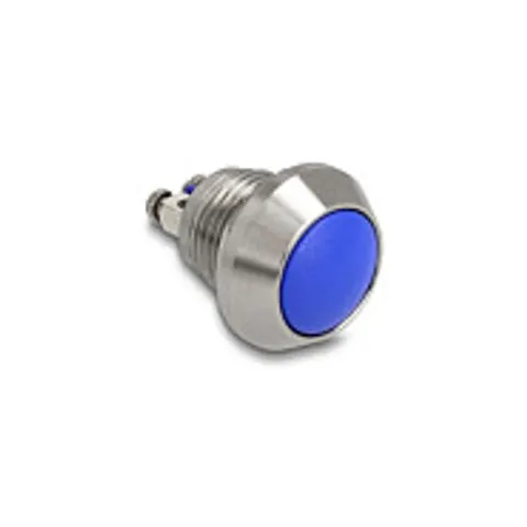 DELOCK 22032 - Push Button for Installation 12 mm 2 x Screw Terminal blue – image 1