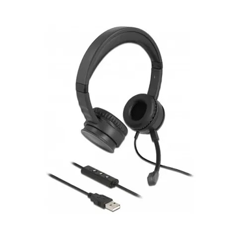 DELOCK 27180 - USB Stereo Headset with Cable Remote Control – image 1