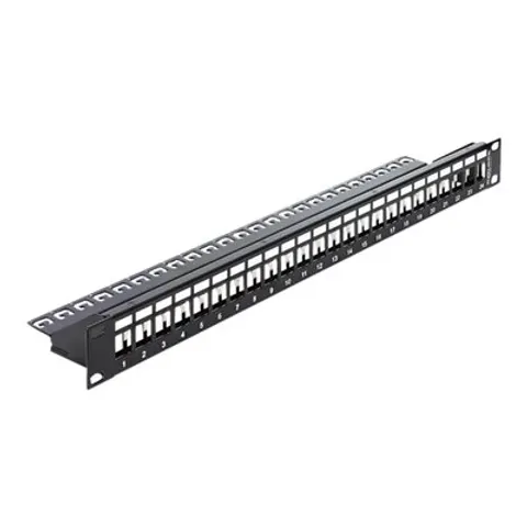Premium 19'' Patch Panel 1U voor 24 Keystone modules / zwart – afbeelding 1