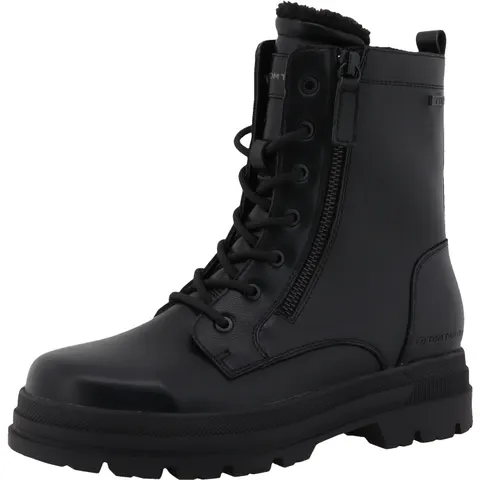 Winterstiefelette TOM TAILOR, Damen, Gr. 37, Warmfutter, schwarz, Lederimitat, Basic, Schuhe Winterstiefelette, Winterboots, Schnürboots mit Blockabsatz – Bild 1