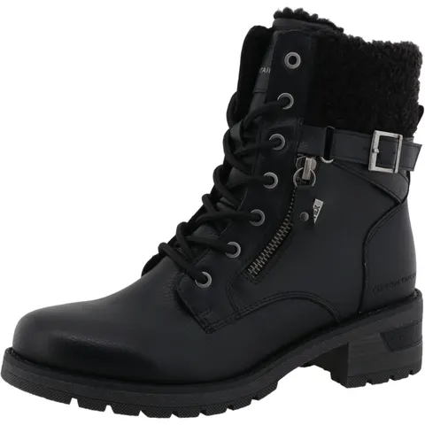 Winterstiefelette TOM TAILOR, Damen, Gr. 36, Warmfutter, schwarz, Lederimitat, Textil, Basic, Schuhe Winterstiefelette, Stiefelette, Winterboots mit Blockabsatz – Bild 1