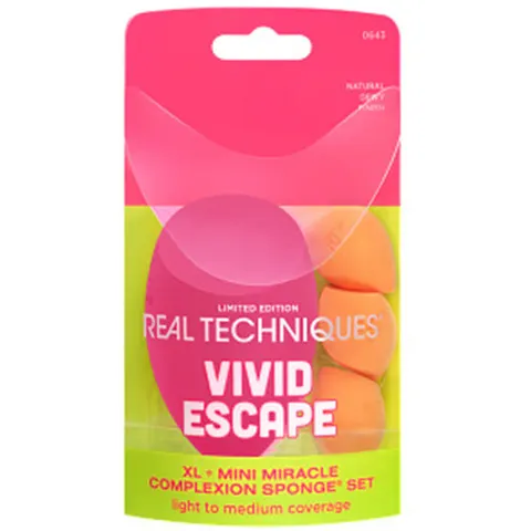 Real Techniques Vivid Escape Xl + Mini Miracle Complexion Sponge Estuche 4 pz – imagen 1