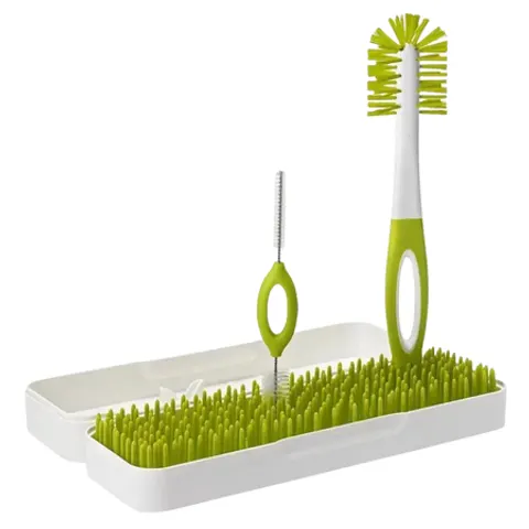 Boon Trip Travel Bottle Drying Rack with Bottle Brush – Green – image 1