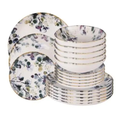 Table passion Service d'assiettes 18 pièces multicolore en faïence Multicolore 28x2x28cm – image 1