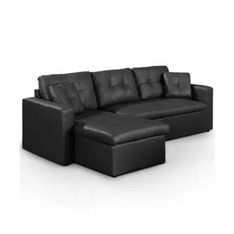 Canapé d'Angle Convertible "Corto" 221cm Noir – image 1