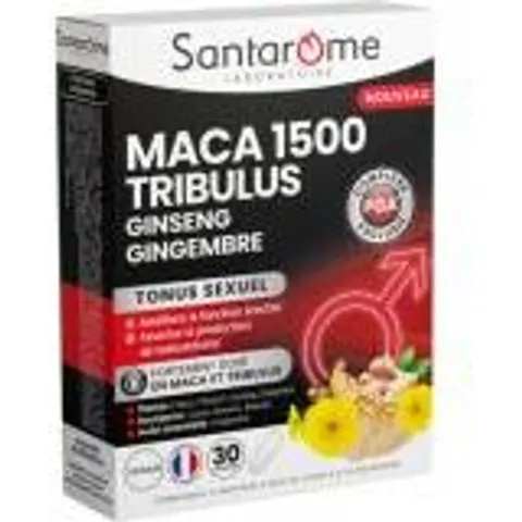 Santarome Maca 1500 Tribulus Ginseng Gingembre 30 Comprimés - Boîte 30 comprimés – image 1