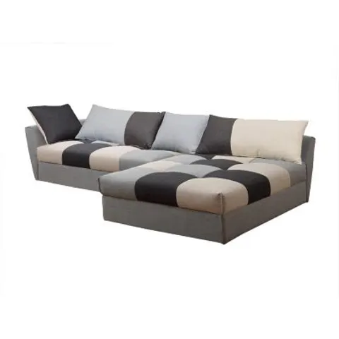 vente-unique.com Canapé d'angle polyester 5 places gris clair Gris 274x85x168cm – image 1
