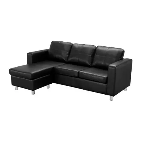 vente-unique.com Canapé d'angle simili 4 places noir 196x77x133cm – image 1