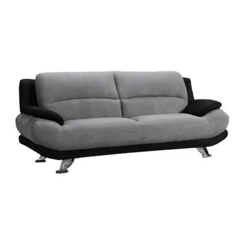 vente-unique.com Canapé fixe microfibre 3 places noir 200x89x91cm – image 1