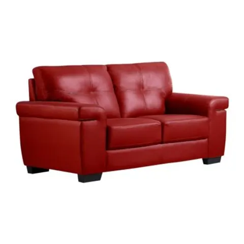 Vente-unique Tweezitsbank van leer HAZEL - Rood – afbeelding 1