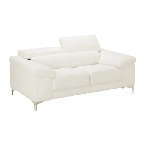 Vente-unique Tweezitsbank van leer SOLANGE - Wit – afbeelding 1