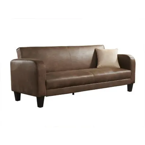 vente-unique.com Canapé convertible polyester 3 places marron 215x85x83cm – image 1
