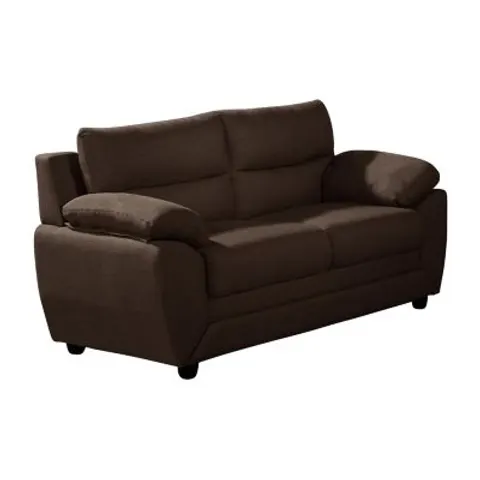 vente-unique.com Canapé fixe polyester 2 places marron chocolat Marron 163x88x82cm – image 1