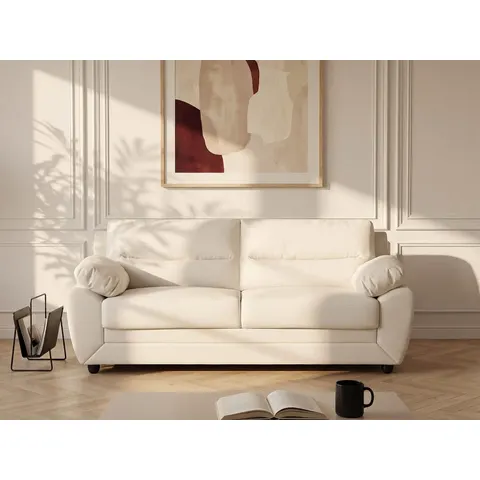 vente-unique.com Canapé fixe simili 3 places blanc 201x88x82cm – image 1
