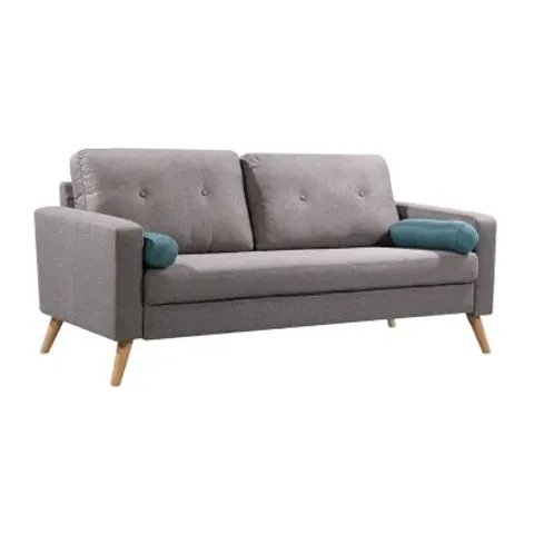 vente-unique.com Canapé fixe polyester 3 places gris} Gris 182x83x81cm – image 1