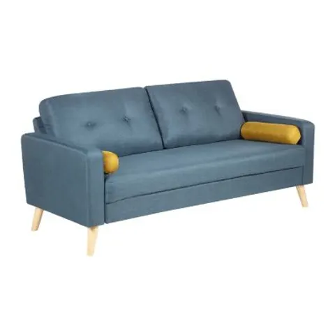 vente-unique.com Canapé fixe polyester 3 places bleu} Bleu 182x83x81cm – image 1