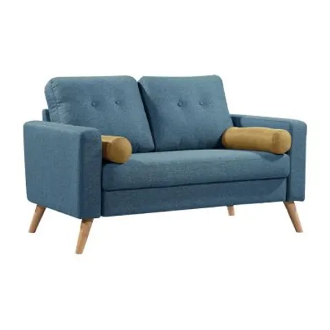 vente-unique.com Canapé fixe polyester 2 places bleu 130x83x81cm – image 1