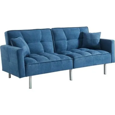vente-unique.com Canapé convertible polyester 3 places bleu 198x83x89cm – image 1