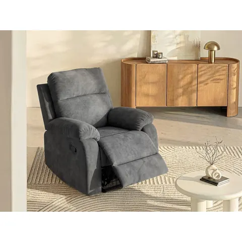 vente-unique.com Fauteuil relax polyester gris anthracite Gris 91x100x96cm – image 1