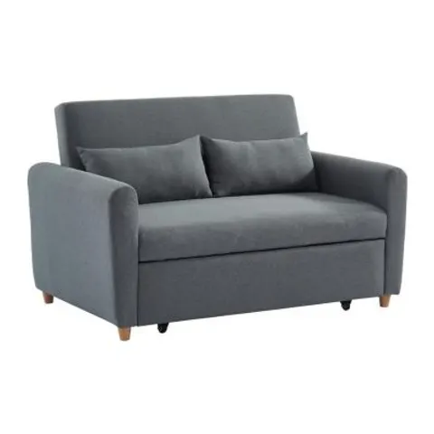 vente-unique.com Canapé convertible polyester 2 places gris} Gris 140x86x87cm – image 1