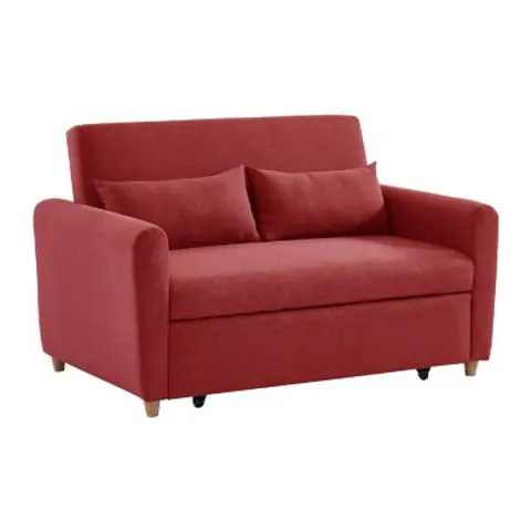 vente-unique.com Canapé convertible polyester 2 places rouge 140x86x87cm – image 1