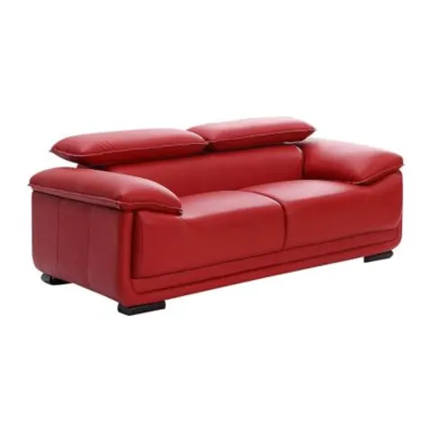 Vente-unique Tweezitsbank van leer MACELO - Rood – afbeelding 1