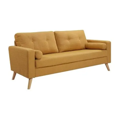 vente-unique.com Canapé fixe polyester 3 places jaune} Jaune 182x83x81cm – image 1
