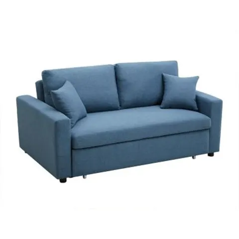 vente-unique.com Canapé convertible polyester 3 places bleu 168x85x101cm – image 1