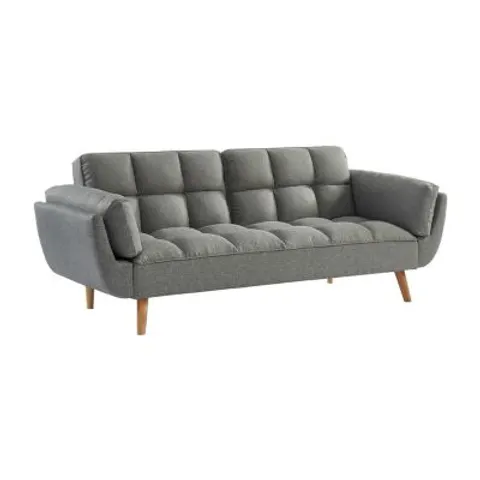 vente-unique.com Canapé convertible polyester 3 places gris 215x82x81cm – image 1