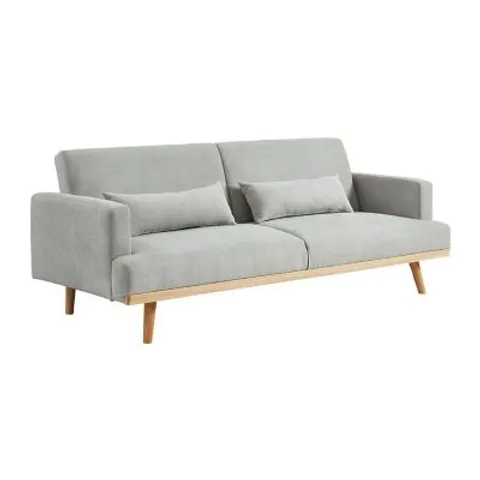 vente-unique.com Canapé convertible polyester 3 places gris clair} Gris 216x85x89cm – image 1