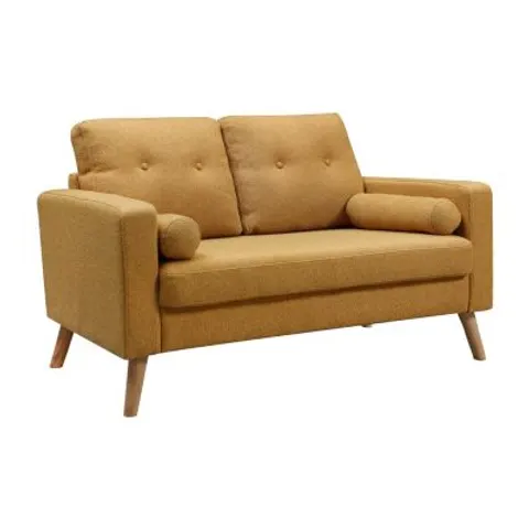 vente-unique.com Canapé fixe polyester 2 places jaune} Jaune 130x83x81cm – image 1