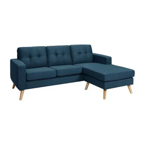 vente-unique.com Canapé d'angle polyester 4 places bleu 198x85x160cm – image 1